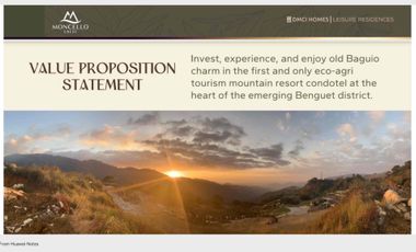 35K Monthly Condotel Unit at Baguio City Gateway Moncello Crest PHASE 2 NOW OPEN 8 Million  (34.5sqm) TURN OVER AUG 2029