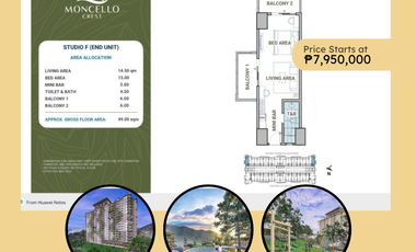 35K Monthly Condotel Unit at Baguio City Gateway Moncello Crest PHASE 2 NOW OPEN 8 Million  (34.5sqm) TURN OVER AUG 2029