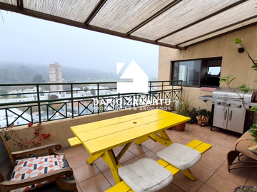 Departamento penthouse en venta en sector oriente plan de Viña del mar, vista panorámica.