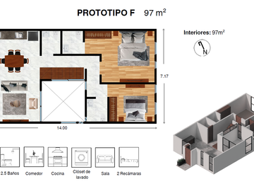 Penthouse de 2 habitaciones en la col. del Valle (F-307)