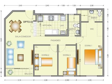Vendo Dpto. de 3 Dorm. con balcón + Cochera en 10mo. Piso, con Ascensor en Magdalena