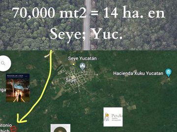 Venta de terreno de 70,000 m2 en Seye Yucatán