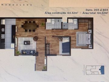 VENTA DE DEPARTAMENTO DE 2 DORMITORIOS ESTRENO MAGDALENA