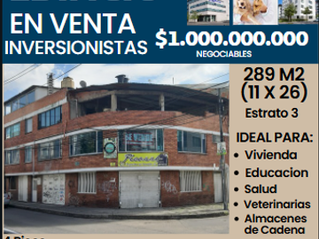 VENTA EDIFICIO  DE 4 PISOS EN BARRANCAS NORTE BOGOTA . ¡INVERSIONISTAS!