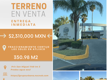 Terreno residencial en venta en Cortijo de los Soles, Atlixco, Puebla