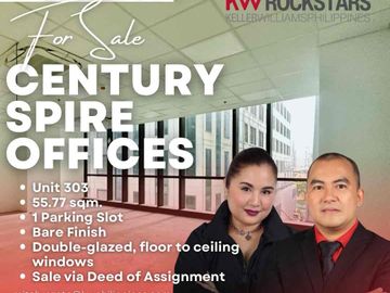 Brand New Grade A, PEZA - Certified 55.77 sqm Office Space For Sale at Century Spire Tower, Century City Poblacion Makati City