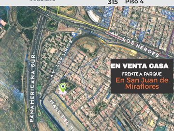 Casa de 4 pisos frente a parque, a espaldas del Mall del Sur