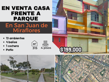 Casa de 4 pisos frente a parque, a espaldas del Mall del Sur