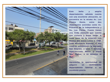 VENTA DE DEPARTAMENTO 4 HABITACIONES EN SJL
