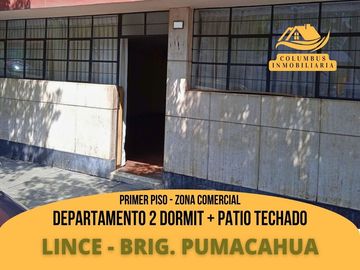 LINCE - Departamento 1er. Piso en zona comercial de 2 Dorm + Cocina Separada + Patio