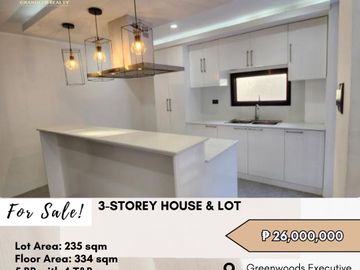FOR SALE 3 Storey House and Lot Located at Greenwoods Executive Village, Phase 2, Pasig City