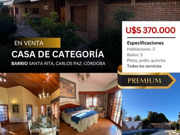 VENTA CASA VILLA CARLOS PAZ , BARRIO SANTA RITA.