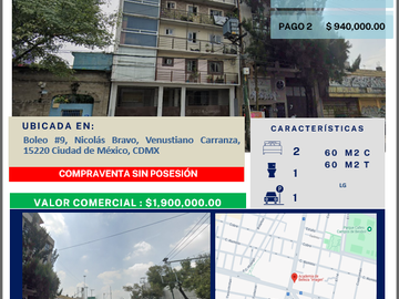 Departamento en venta en Boleo #9, Nicolas Bravo, Venustiano Carranza. CDMX