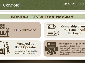Turn your condo into a hotel! Earn passive income by having it professionally managed by DMCI Hotel Management- Moncello Crest