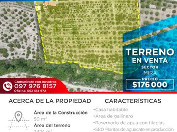 VENTA CASA DE CAMPO EN MIRA TERRENO EN PRODUCCION