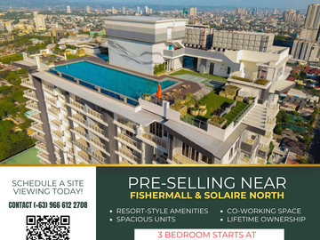 Pre-selling condo for sale for 3 Bedroom in Quezon City