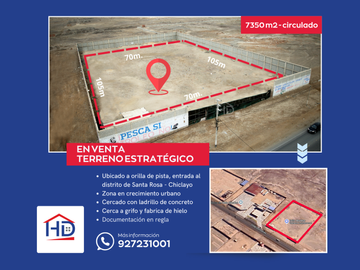 Terreno Industrial/Comercial 7,350m² en distrito Santa Rosa - Chiclayo