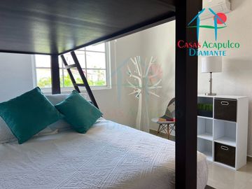 Departamento moderno con Terraza y vista a la alberca y áreas comunes