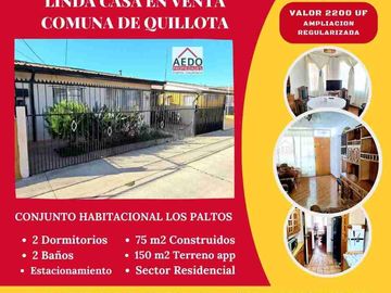 Se Vende Amplia, Linda y Funcional casa de un piso, Población Los Paltos, comuna de Quillota