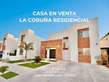 Casa equipada en venta en La Coruña Hermosillo con 3 recámaras, cocina de cedro, jardín y acceso a alberca, salón de eventos y vigilancia 24/7