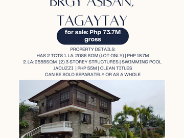 Brgy Asisan, Tagaytay 4641sqm with 2 structures, swimming pool and jacuzzi for sale