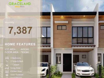 Own a House and Lot in  𝐆𝐫𝐚𝐜𝐞𝐥𝐚𝐧𝐝 𝐒𝐨𝐥𝐚𝐫 𝐁𝐥𝐨𝐜! 🔐
With 3-bedroom, 2-bath contemporary townhomes featuring a carport, living & dining areas, kitchen, service & storage area — all conveniently located along the main road.
Own your dream home for only ₱7,386/month!