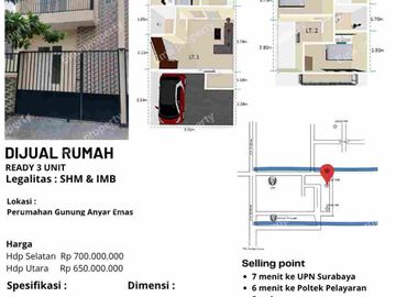 Dijual rumah New minimalis di Gununganyar Mas Rungkut