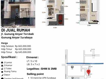 Dijual rumah New minimalis di Gununganyar Mas Rungkut