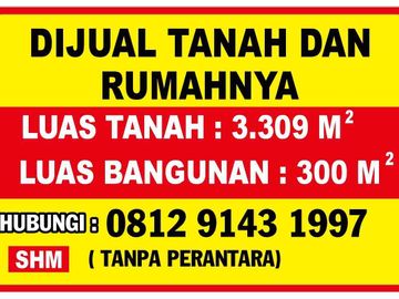 DIJUAL HALAMAN LUAS 3309m DIPINGGIR JALAN UTAMA  CIBADAK