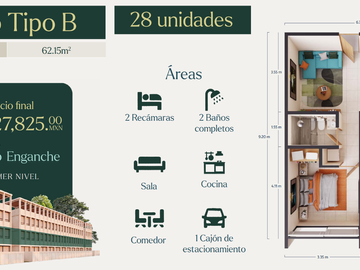 Departamento Temozón Norte, Mérida enganche de $725,235