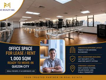 Office Space for Lease Rent 1,000 sqm in Araneta Quezon City Ready to Move-in