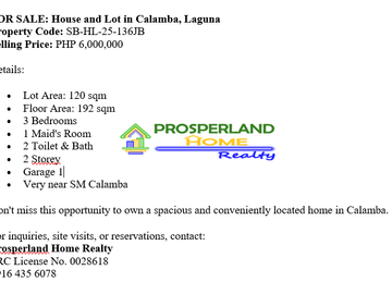 FOR SALE: House and Lot in Calamba, Laguna