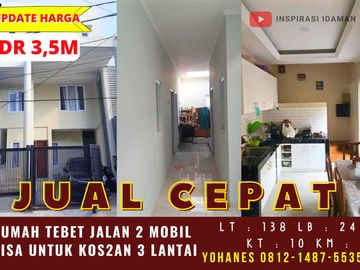 Rumah 3 Lantai Tebet Asem Baris Bisa Jadi Kost Dekat Stasiun