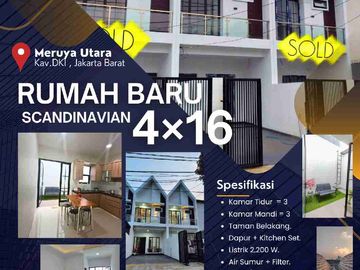RUMAH BARU 4x16 MERUYA UTARA, FASAD SKANDINAVIA. Jakarta Barat