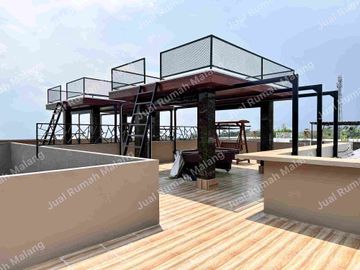 Dijual Cepat Rumah Villa Kolam Renang + Roftoop dekat Jatim Park Kota Batu