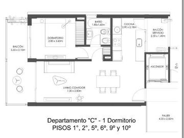 VENTA | CAFFERATA 1096 | 1 DORMITORIO 6to C