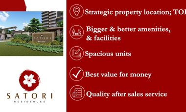 30K RESERVATION FEE, 14K Studio Satori Residences Santolan Pasig also open for RENT TO OWN 36 months before turn over