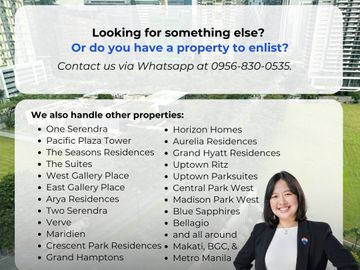 FOR SALE: Aurelia Residences, Makati 3 Bedroom – West Gallery Place, East, Horizon Homes, One Serendra, Seasons Residences