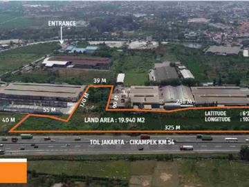Dijual Tanah Kavling pinggir toll Jakarta cikampek cocok untuk Rest Area Resto