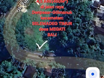 jual tanah 450m2 raya selemadeg timur cocok ruko