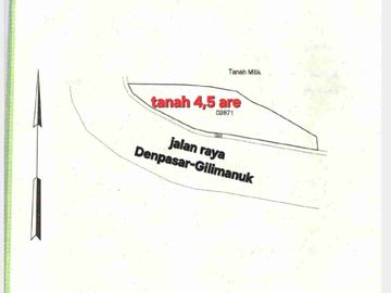 jual tanah 450m2 raya selemadeg timur cocok ruko