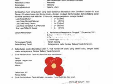 Cuma disini beli tanah Marunda paling Murah (jakarta Utara) ½jam dari Kawasan Berikat Nusantara (KBN)