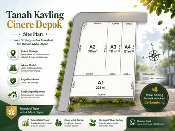 Tanah Murah Cinere, 5 Menit ke SouthCity, SHM Siap Balik Nama
