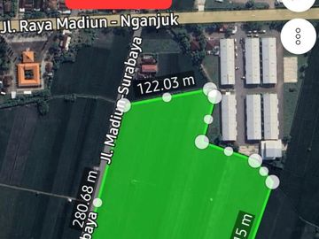 W// Tanah LD 280 mtr, dekat Jalan Raya Propinsi Caruban MADIUN, Lokasi Berkelas