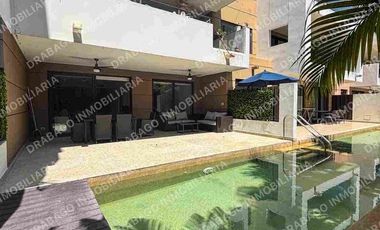 Renta de Departamento en planta baj amueblado con club de playa, alberca, seguridad en Corasol