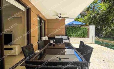 Renta de Departamento en planta baj amueblado con club de playa, alberca, seguridad en Corasol