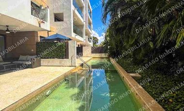 Renta de Departamento en planta baj amueblado con club de playa, alberca, seguridad en Corasol