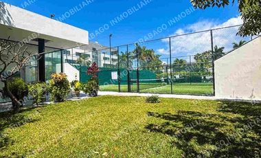 Renta de Departamento en planta baj amueblado con club de playa, alberca, seguridad en Corasol