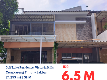 HFN0352 JUAL CEPAT rumah hook 2,5 lantai bagus di perumahan Golf Lake Residence, Cluster Victoria Hills, Cengkareng Timur, Jakarta Barat