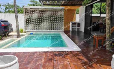 Casa en renta amueblada en región 15 a 2 cuadras de Av Kukulcán en tulum con alberca propia